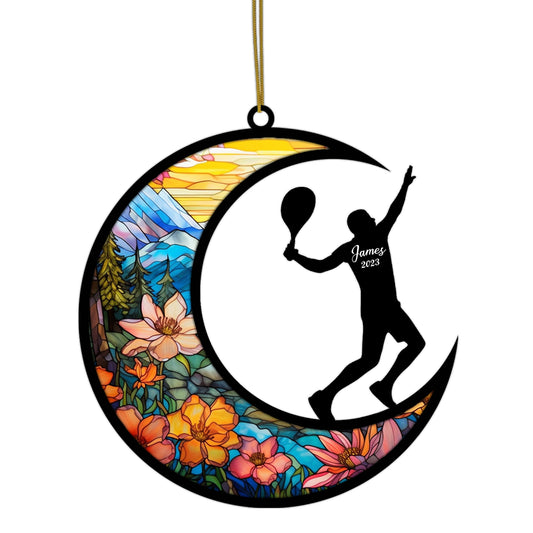 Netecom Personalized Tennis Suncatcher - Tennis Ornament for Christmas Tree 2025 - Tennis Christmas Pendant & Hanging Decoration for Car, Window, Home & Party - Tennis Lover Gift