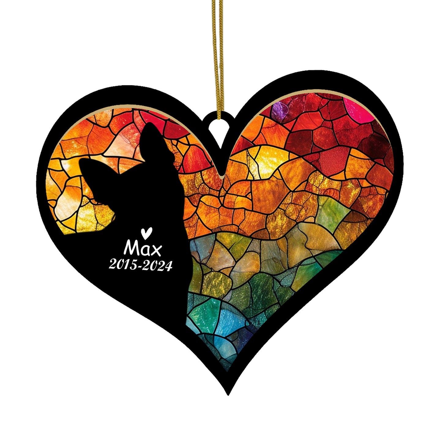 Netecom Personalized Boston Terrier Memorial Suncatcher, Dog Ornament with Name Date, Pet Loss Sympathy Gift, Remembrance Keepsake, Bereavement Gift for Dog Lovers, Heart Suncatcher