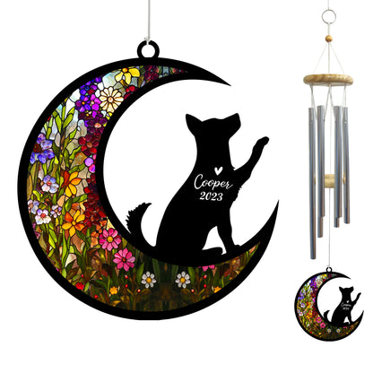 Netecom Husky Dog Wind Chimes Memorial, Personalized Pet Memorial Windchime for Dogs Suncatcher, Loss of Pet Remembrance Gift, Sympathy Wind Chimes Outside Garden Decor, Dog Passing Away Gifts