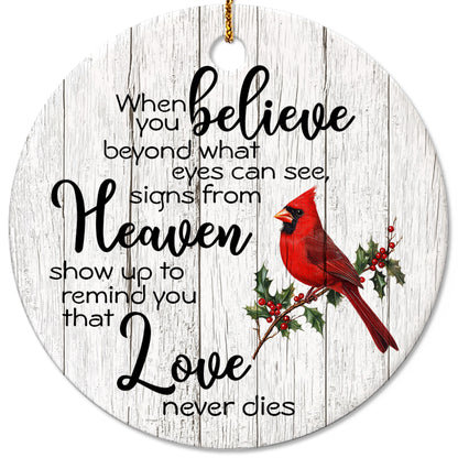 Netecom When You Believe Beyond What Eyes Can See Signs From Heaven Christmas Ornament, Memorial Ornaments for Loss of Loved One, Christmas Bereavement Gifts, Sympathy Xmas Decorations