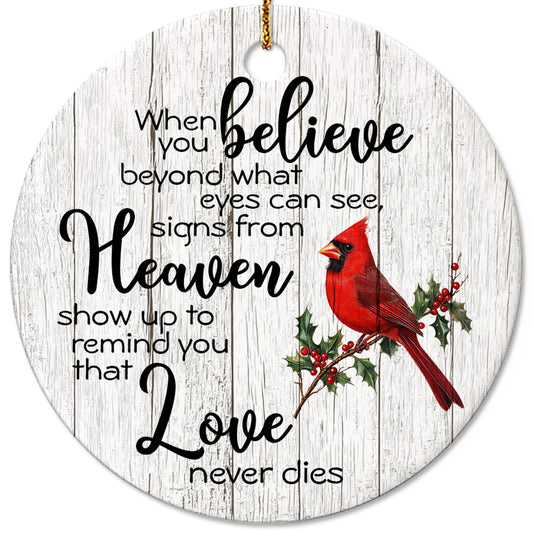 Netecom When You Believe Beyond What Eyes Can See Signs From Heaven Christmas Ornament, Memorial Ornaments for Loss of Loved One, Christmas Bereavement Gifts, Sympathy Xmas Decorations