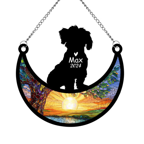 Netecom Personalized Maltese Memorial Suncatcher, Custom Maltese Ornament with Name Date, Dog Loss Sympathy Gift, Pet Loss Remembrance Gifts, Bereavement Gifts for Loss of Pet, Dog Grief Gift