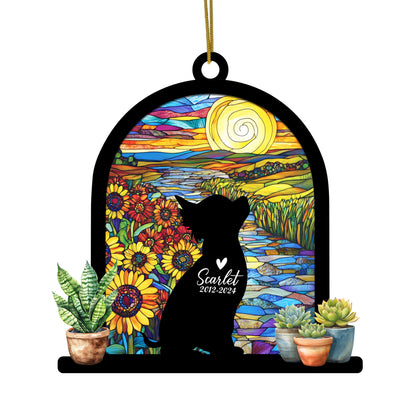 Netecom Personalized Chihuahua Memorial Suncatcher, Custom Chihuahua Ornament with Name Date, Dog Loss Sympathy Gift, Pet Loss Remembrance Gifts, Bereavement Gifts for Loss of Pet, Passing Away Gifts