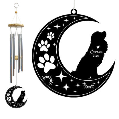 Netecom Cavalier King Charles Spaniel Dog Wind Chimes Memorial, Personalized Pet Memorial Windchime for Dog Suncatcher, Pet Condolences Gift Loss of Dog, Remembrance Gift, Sympathy Pet Wind Chimes