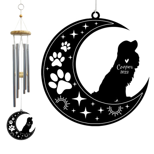 Netecom Cavalier King Charles Spaniel Dog Wind Chimes Memorial, Personalized Pet Memorial Windchime for Dog Suncatcher, Pet Condolences Gift Loss of Dog, Remembrance Gift, Sympathy Pet Wind Chimes