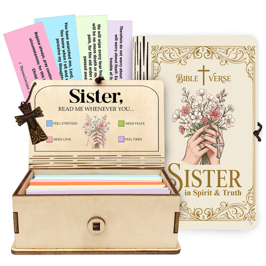 Netecom Bible Verse Box for Sister – 150 Color-Coded Scripture Cards with Mini Cross, Christian Gift for Daily Prayer, Encouragement & Spiritual Inspiration