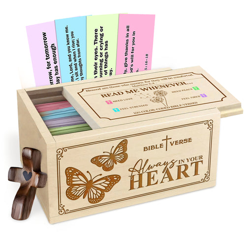 Netecom Memorial Bible Verse Box with Prayer Cross, Memorial Gift of Comfort and Remembrance for Loss of Loved One or Pets, 150 Upgrade Bible Verse Cards Box Set for Emotions and Feelings