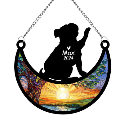 Netecom Personalized Pug Memorial Suncatcher, Custom Pug Ornament with Name Date, Dog Loss Sympathy Gift, Pet Loss Remembrance Gifts, Bereavement Gifts for Loss of Pet, Dog Grief Gift