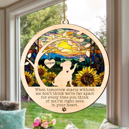 Netecom Pug Dog Memorial Suncatcher, Personalized with Name Date Pug Dog Breeds Suncatcher, Pet Loss Suncatcher, Bereavement Gift Dog Memorial Ornament Loss of Pet Sympathy Gift Dog Lovers
