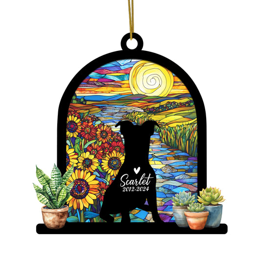 Netecom Personalized Jack Russell Memorial Suncatcher, Custom Jack Russell Ornament with Name Date, Dog Loss Sympathy Gift, Pet Loss Remembrance Gifts, Passing Away, Bereavement Gifts for Loss of Pet