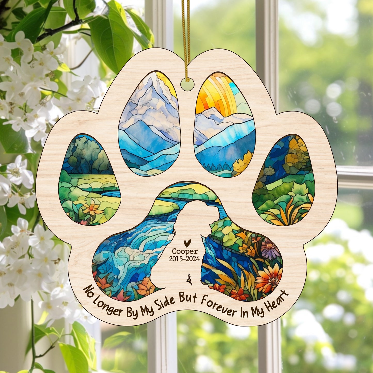 Netecom Personalized Cocker Spaniel Memorial Suncatcher, Dog Paw Memorial Ornament with Name Date, Dog Loss SunCatcher, Loss of Pet Sympathy Gift, Bereavement Gift for Dog Lovers