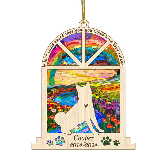 Netecom Personalized Akita Memorial Window Ornament, Custom Dog Memorial Gift with Name Date, Pet Loss Remembrance Suncatcher, Sympathy Gift for Dog Lovers