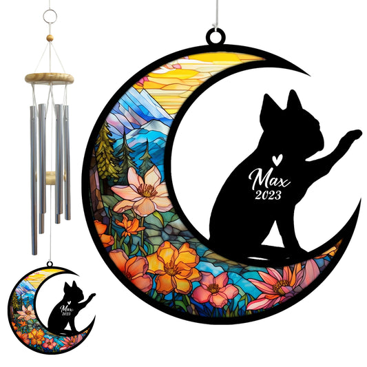 Netecom Boston Terrier Dog Wind Chimes Memorial, Personalized Pet Memorial Windchime for Dogs Suncatcher, Bostie Dog Loss Memorial Ornament, Loss of Pet Remembrance Gift, Sympathy Pet Wind Chimes Outdoor