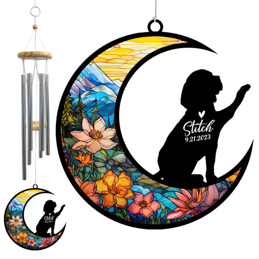 Netecom Beagle Dog Wind Chimes Memorial, Personalized Pet Memorial Windchime for Dogs Suncatcher, Dog Loss Memorial Ornament, Loss of Pet Remembrance Gift, Sympathy Pet Wind Chimes Outdoor Garden