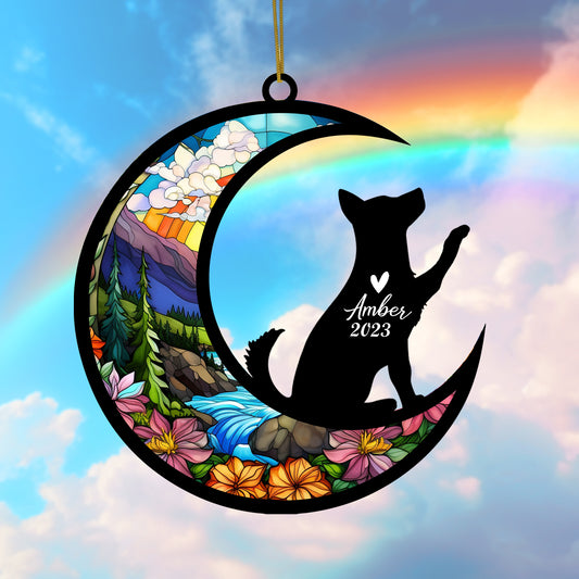 Netecom Personalized Husky Dog Memorial Suncatcher, Husky Christmas Ornament with Name Date, Pet Loss Stained Glass Sun Catcher, Dog Memorial Ornament, Bereavement Sympathy Gift for Dog Lovers