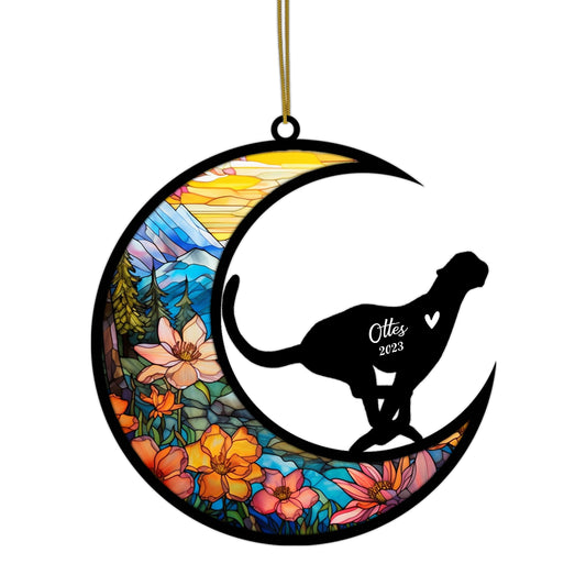 Netecom Personalized Cheetah Memorial Suncatcher - Cheetah Christmas Ornament with Name - Pet Loss Stained Glass Light Catcher - Bereavement & Sympathy Gift for Loss of Pet