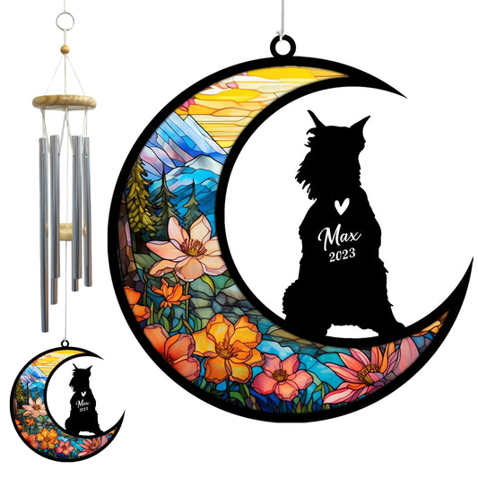 Netecom Schnauzer Dog Wind Chimes Memorial, Personalized Pet Memorial Windchime for Dogs Suncatcher, Dog Loss Memorial Ornament, Loss of Pet Remembrance Gift, Sympathy Pet Wind Chimes Outdoor Garden