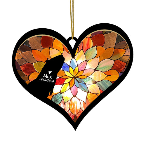 Netecom Personalized Guinea Pig Memorial Suncatcher, Pet Ornament with Name Date, Pet Loss Sympathy Gift, Remembrance Keepsake, Bereavement Gift for Pet Lovers, Heart Suncatcher
