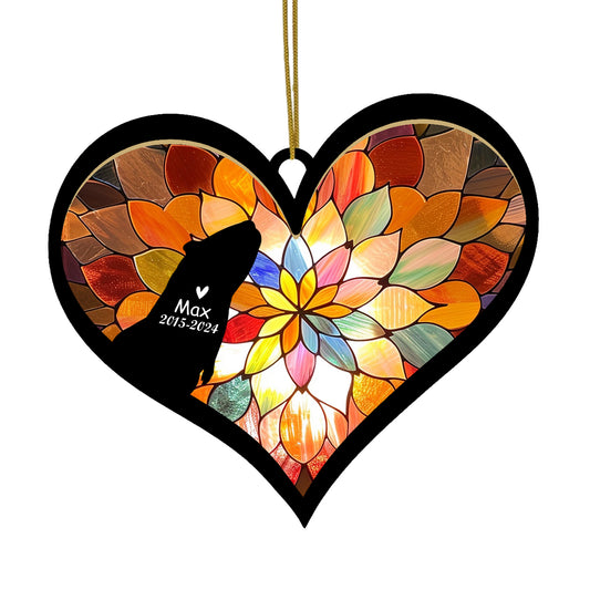 Netecom Personalized Guinea Pig Memorial Suncatcher, Pet Ornament with Name Date, Pet Loss Sympathy Gift, Remembrance Keepsake, Bereavement Gift for Pet Lovers, Heart Suncatcher