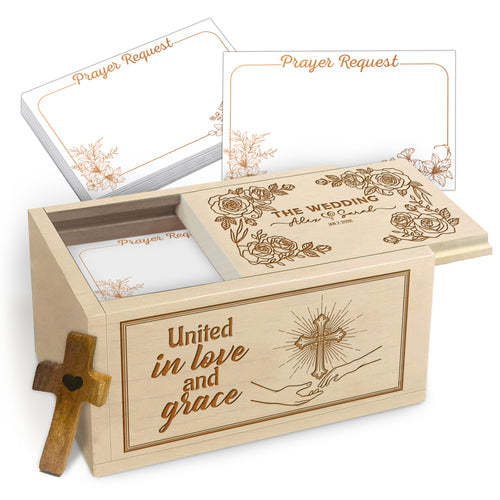 Netecom Personalized Couple Prayer Box with Custom Names and Wedding Date – 100 Prayer Request Cards, Christian Faith Keepsake, Spiritual Encouragement Gift for Him, Her