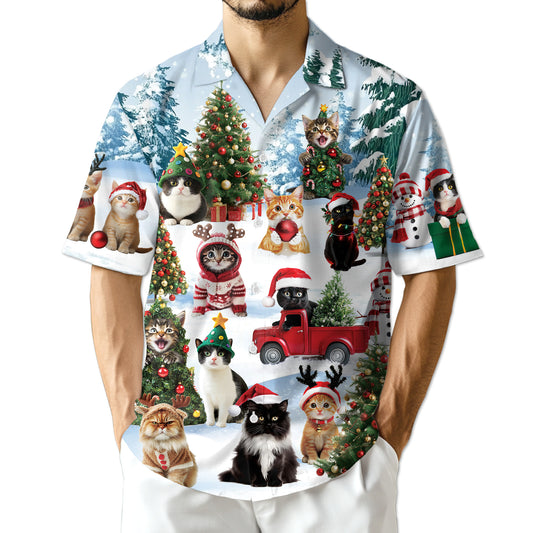 Netecom Tropical Skiing Hawaiian Shirt for Men, Ski Lover Gifts, Button Down Summer Beach Short Sleeve, S-5XL