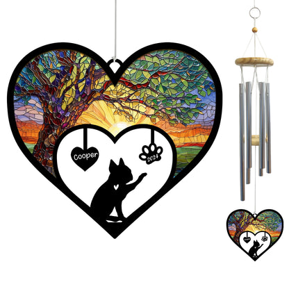 Netecom Personalized Boston Terrier Dog Memorial Wind Chimes, Dog Name Suncatcher, Pet Sympathy Gift for Loss of Dog Lovers, Outdoor Garden Memorial Decor