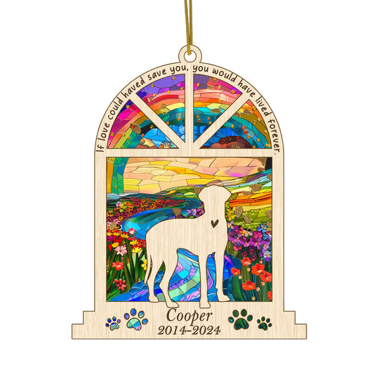 Netecom Personalized Great Dane Memorial Window Ornament, Custom Dog Ornament with Name Date, Pet Loss Remembrance Gift, Bereavement Keepsake