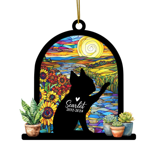 Netecom Personalized Boston Terrier Memorial Suncatcher, Custom Boston Terrier Ornament with Name Date, Dog Loss Sympathy Gift, Pet Loss Remembrance Gifts, Bereavement Gifts for Loss of Pet