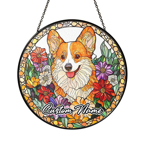 Netecom Personalized Corgi Dog Ornament, Custom Memorial Suncatcher, Pet Loss Remembrance Gift, Christmas Decoration