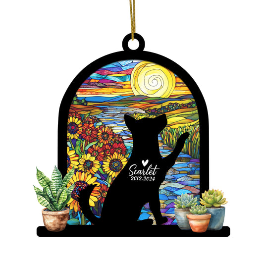 Netecom Personalized Husky Memorial Suncatcher, Custom Husky Ornament with Name Date, Dog Loss Sympathy Gift, Pet Loss Remembrance Gifts, Bereavement Gifts for Loss of Pet, Dog Passing Away Gift