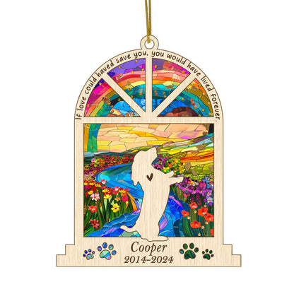 Netecom Personalized Basset Hound Memorial Window Ornament, Custom Dog Ornament with Name Date, Pet Loss Sympathy Gift, Dog Remembrance Keepsake