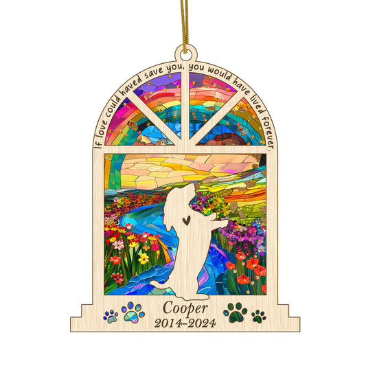 Netecom Personalized Basset Hound Memorial Window Ornament, Custom Dog Ornament with Name Date, Pet Loss Sympathy Gift, Dog Remembrance Keepsake