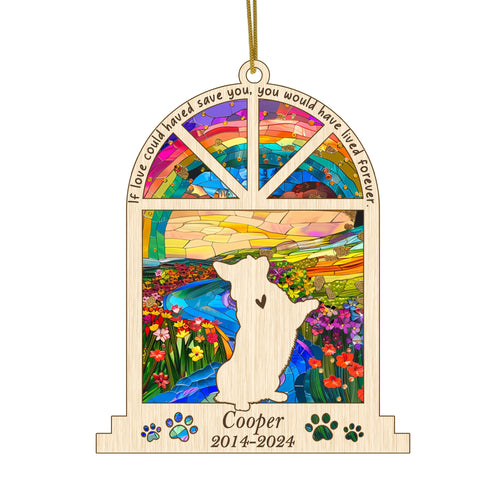 Netecom Personalized Corgi Memorial Window Ornament, Custom Dog Ornament with Name Date, Pet Loss Sympathy Gift, Dog Passing Away Remembrance Keepsake
