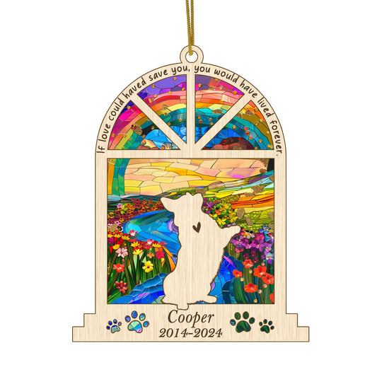 Netecom Personalized Corgi Memorial Window Ornament, Custom Dog Ornament with Name Date, Pet Loss Sympathy Gift, Dog Passing Away Remembrance Keepsake