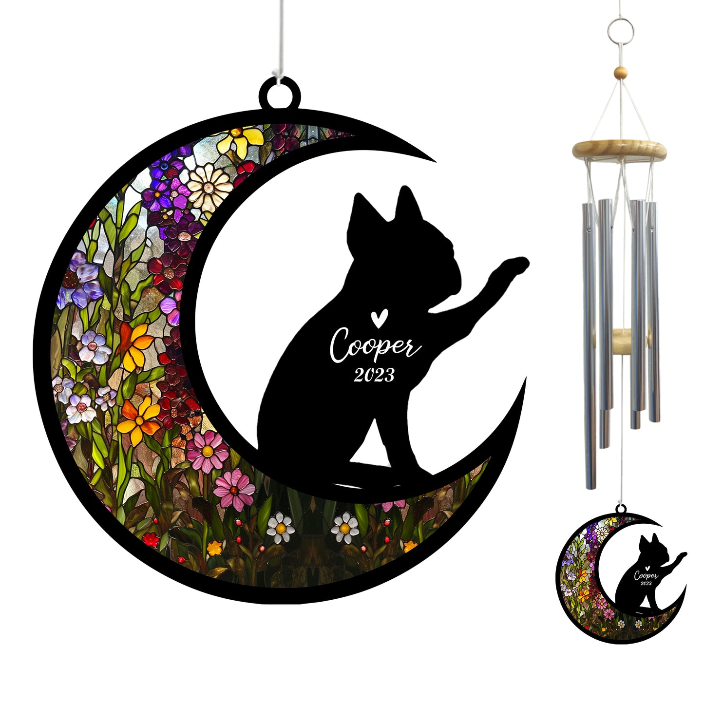 Netecom Boston Terrier Dog Wind Chimes Memorial, Personalized Pet Memorial Windchime for Bostie Dog, Loss of Pet Remembrance Gift, Sympathy Wind Chimes Garden Decor, Dog Passing Away Gifts