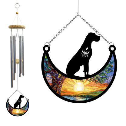 Netecom Great Dane Memorial Wind Chimes for Dogs, Personalized Suncatcher Ornament, Pet Loss Remembrance Gift for Garden or Home