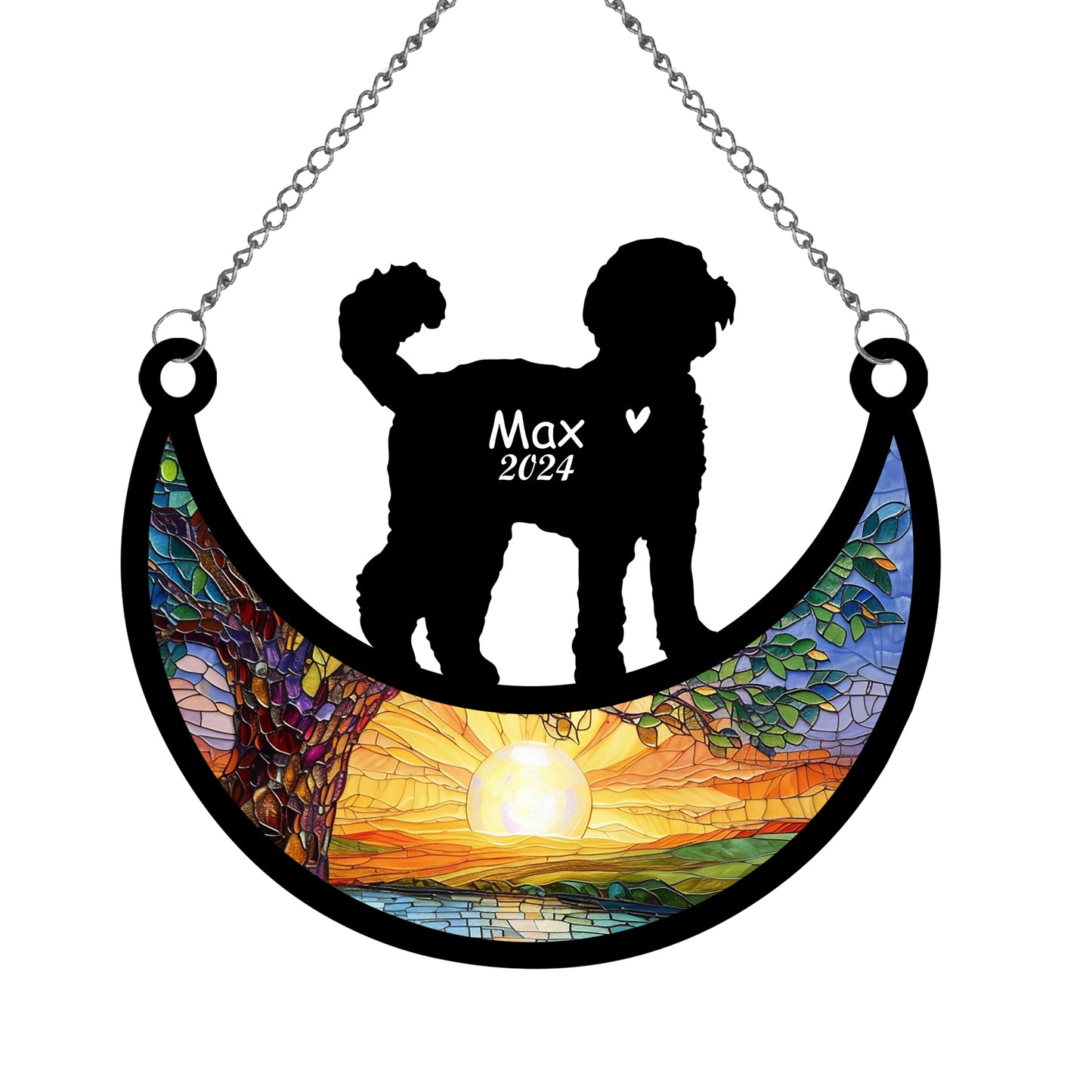 Netecom Personalized Labradoodle Memorial Suncatcher, Custom Labradoodle Ornament with Name Date, Dog Loss Sympathy Gift, Pet Loss Remembrance Gifts, Bereavement Gifts for Loss of Pet
