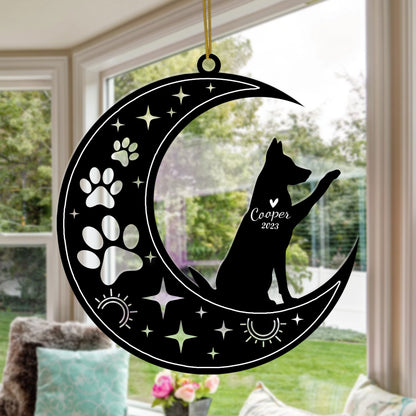 Netecom German Shepherd Dog Memorial Suncatcher, Personalized Ornament with Name Date, Dog Loss Sympathy Gift for Pet Loss Sun Catchers, Dog Grief Gift, Bereavement Gifts for Loss of Pet
