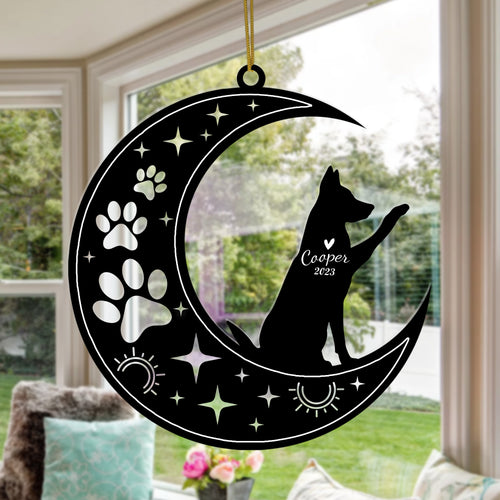 Netecom German Shepherd Dog Memorial Suncatcher, Personalized Ornament with Name Date, Dog Loss Sympathy Gift for Pet Loss Sun Catchers, Dog Grief Gift, Bereavement Gifts for Loss of Pet