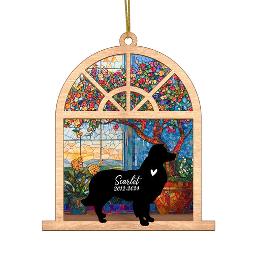 Netecom Personalized Border Collie Memorial Suncatcher, Custom Border Collie Ornament with Name & Date, Dog Loss Sympathy Gift, Pet Remembrance Gift