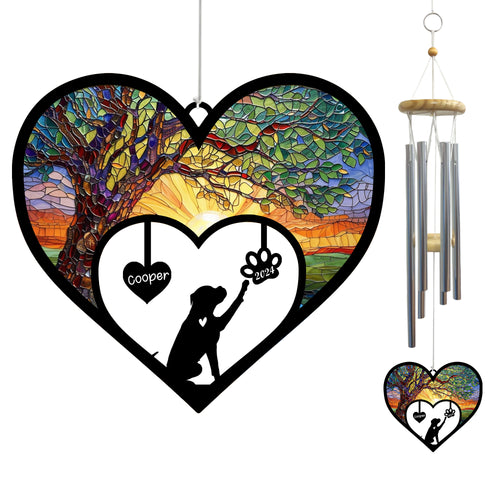 Netecom Personalized Boxer Dog Memorial Wind Chimes, Dog Name Suncatcher, Pet Loss Sympathy Gift for Dog Lovers, Outdoor Garden Remembrance Decor