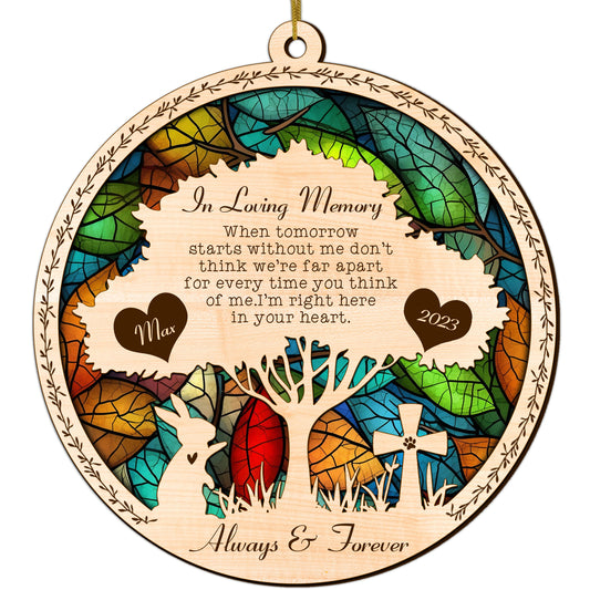 Netecom Personalized Rabbit Memorial Suncatcher, Rabbit Memorial Gifts with Name Date, Pet Loss Light Catcher, Bereavement Gift Pet Bunny Ornament Loss of Pet Bunny Sympathy Gift for Rabbit Lovers