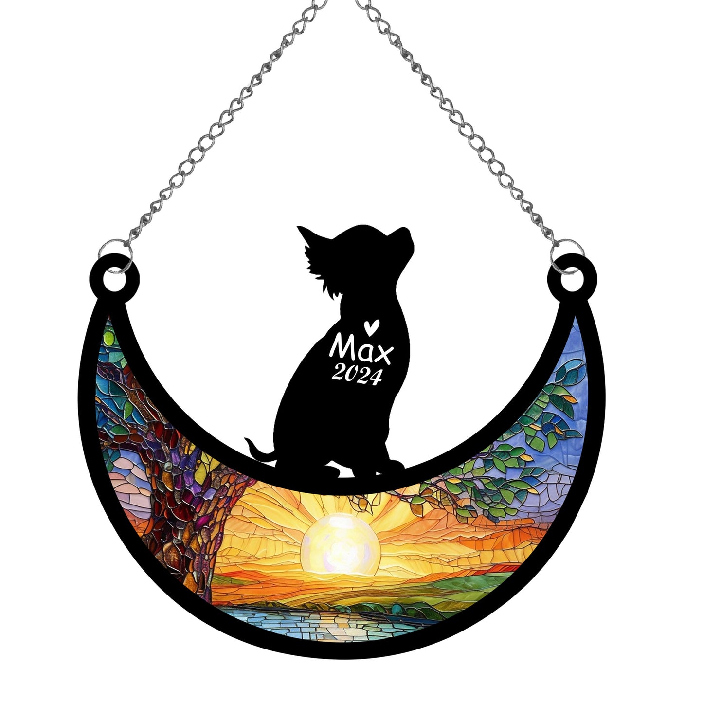 Netecom Personalized Chihuahua Memorial Suncatcher, Custom Chihuahua Ornament with Name Date, Dog Loss Sympathy Gift, Pet Loss Remembrance Gifts, Bereavement Gifts for Loss of Pet, Dog Grief Gift
