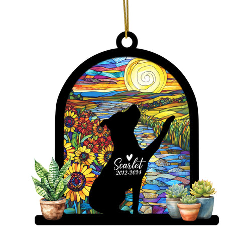 Netecom Personalized Pitbull Memorial Suncatcher, Custom Pitbull Ornament with Name Date, Dog Loss Sympathy Gift, Pet Loss Remembrance Gifts, Bereavement Gifts for Loss of Pet, Dog Passing Away Gift