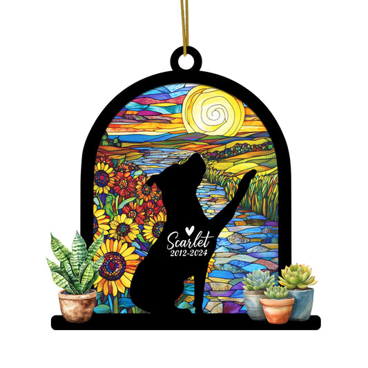 Netecom Personalized Pitbull Memorial Suncatcher, Custom Pitbull Ornament with Name Date, Dog Loss Sympathy Gift, Pet Loss Remembrance Gifts, Bereavement Gifts for Loss of Pet, Dog Passing Away Gift