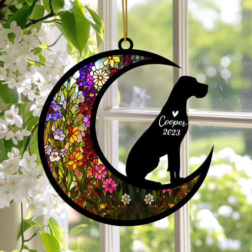 Netecom Great Dane Dog Memorial Suncatcher, Personalized with Name Date Dog Suncatcher, Pet Loss Sun Catcher Bereavement Gift, Dog Remembrance Gift, Loss of Pet Sympathy Gifs Dog Lovers
