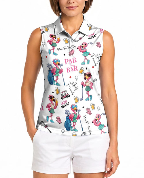 Par Then Bar Flamingo Sleeveless Polo Shirt for Women | Netecom