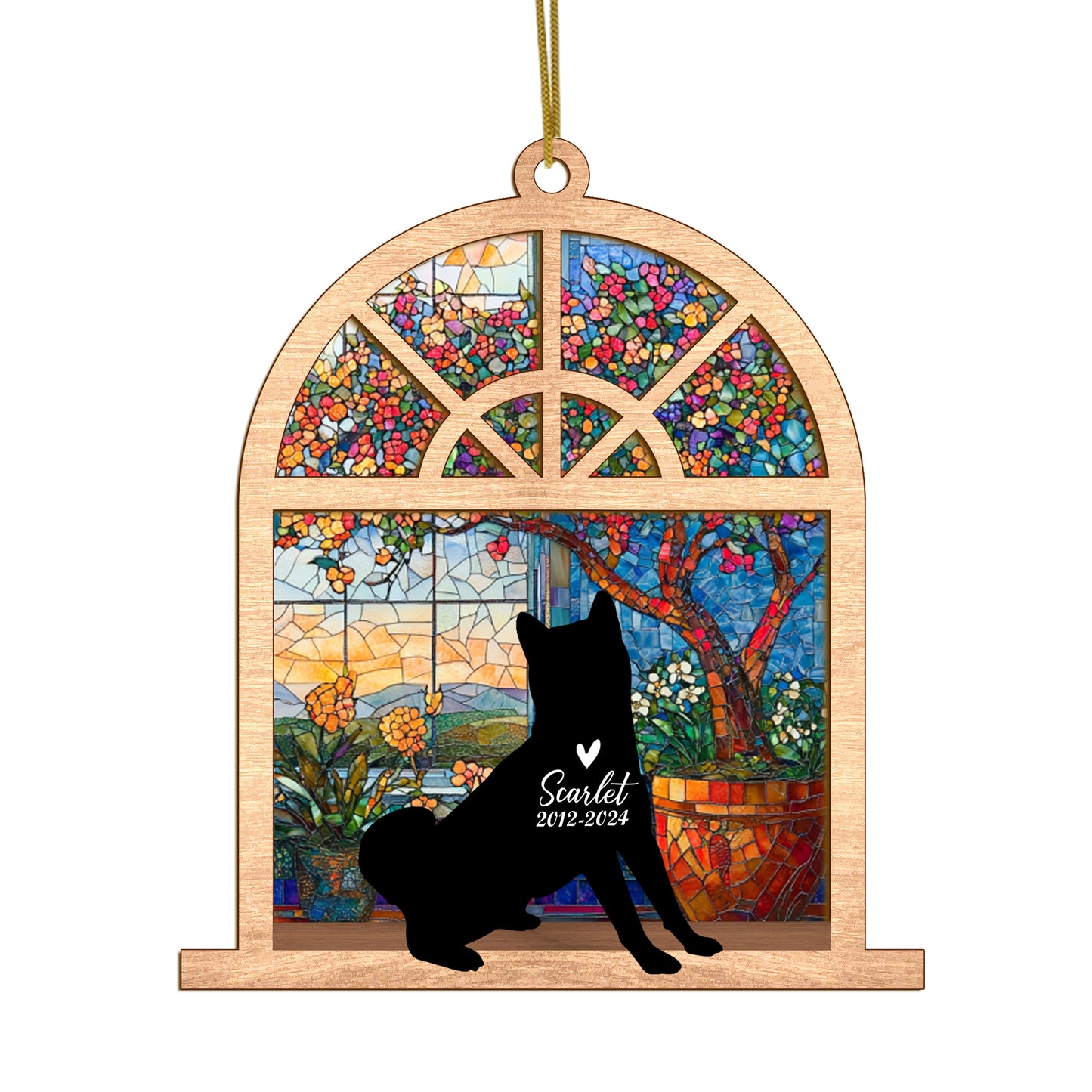 Netecom Personalized Akita Memorial Suncatcher, Akita Ornament with Name & Date, Dog Loss Sympathy Gift, Pet Loss Remembrance Gift