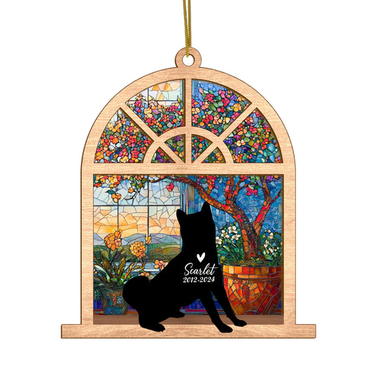 Netecom Personalized Akita Memorial Suncatcher, Akita Ornament with Name & Date, Dog Loss Sympathy Gift, Pet Loss Remembrance Gift