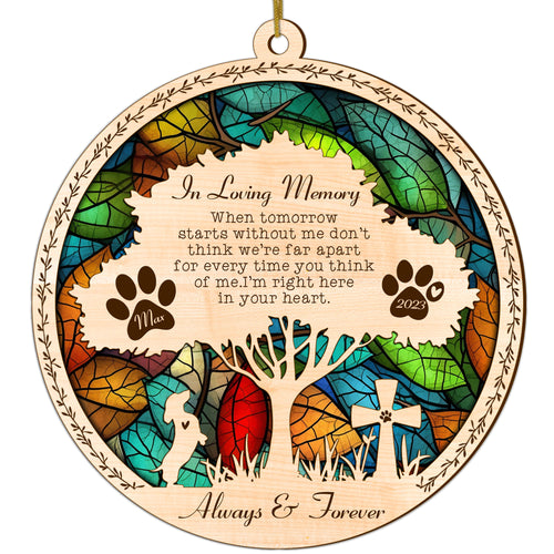 Netecom Personalized Dachshund Memorial Suncatcher, Dachshund Dog Memorial Gifts with Name Date, Pet Loss Light Catcher, Bereavement Gift Dog Memorial Ornament Loss of Pet Sympathy Gift for Dog Lover